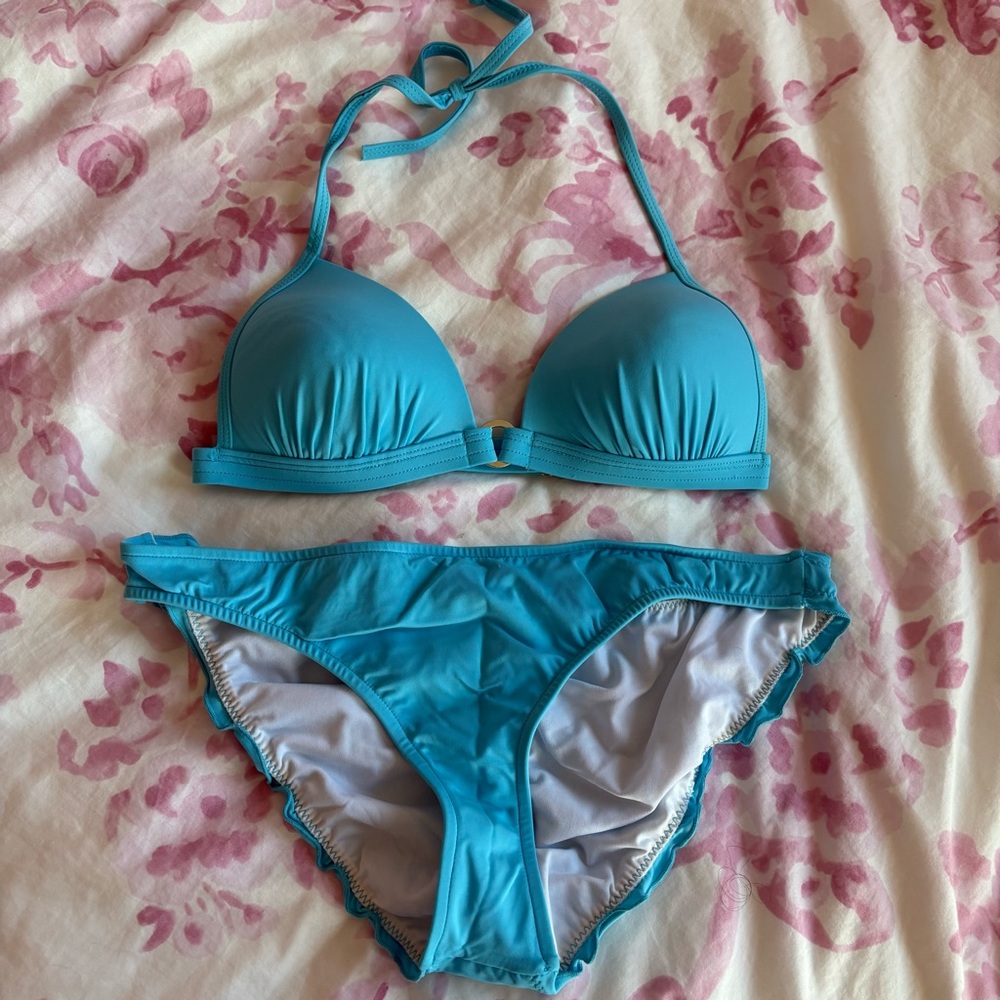 Venus swim light blue ruffle triangle bikini